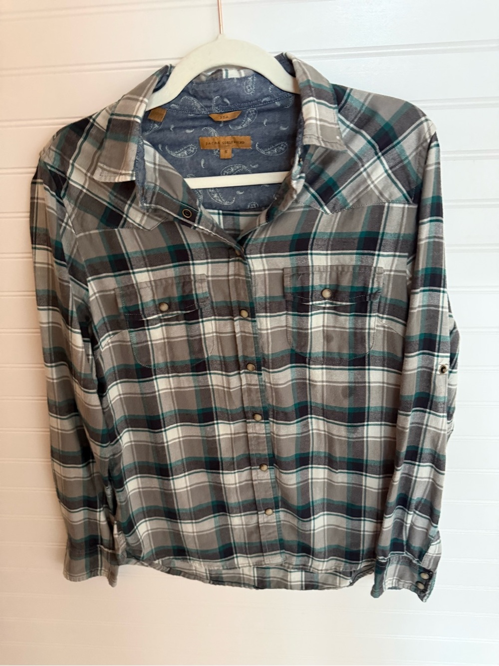 Men's Grey Plaid Button-Up Shirt
